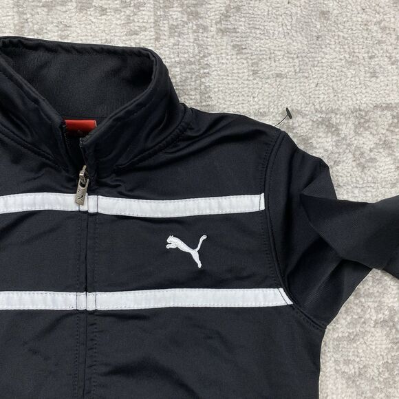 Puma Boys Unlined Jacket Navy Blue w/White Stripes On Sleeves Youth Size 5 - Picture 2 of 5